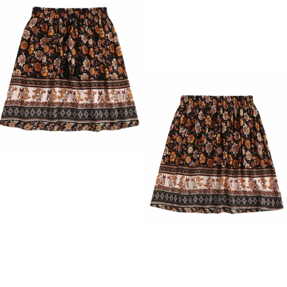 Boho PLUS tribal floral tassel skirt - Picture 2 of 5